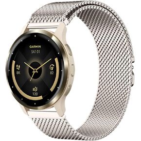 شبكات Mesh Metal 18 ملم نطاقات توافق مع Garmin Venu 3S/2S/Vivoactive 4S ، حزام إطلاق سريع من الفولاذ المقاوم للصدأ مغناطيسي قابلة للتعديل لبرنامج Forerunner 265S/255S/255S Music Women Men in Kuwait