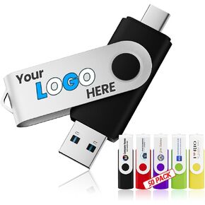 مخصص 32 جيجابايت من النوع-C/USB 3.0 محرك أقراص فلاش للكمبيوتر/Android/iPhone 15 16 ، 10pcs شخصية 2 في 1 عصا الذاكرة ، طباعة شعارك والنص على جوانب مزدوجة للمكتب/المدرسة/الشركة/التصوير الفوتوغرافي in Kuwait