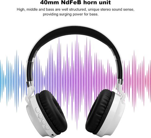 EBTOOLS Wireless Gaming Headset, BT 5.0, Gaming Headphones, Resilient Memory Sponge, 40mm Ndfeb Horn Unit, One Key Switch Fm Mode, Foldable and Portable, for Laptop, Mobile, Tablets in Saudi Arabia