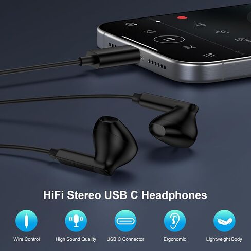 USB C Samsung Earbuds Wired Headphones for Galaxy A17 Z Flip 7 FE Z Fold7 S25 Edge S24 Ultra A56 A36 A26 A16 A55 A35 A25 A15 A54, USBC Samsung Wired Earphones in Ear Magnetic Ear Buds with Microphone in Kuwait