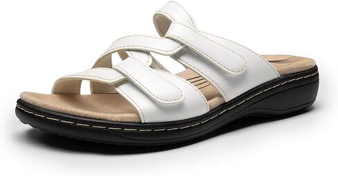 DREAM PAIRS Womens Slides Arch Support Slip on Flat Sandals Comfort Plantar Fasciitis Soft Cushion Slippers With Adjustable Straps in Saudi Arabia