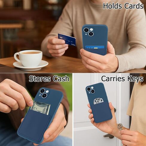 تصميم لحالة هواء iPhone مع حامل البطاقة للنساء غطاء سائل سائل ناعم [بطانة الألياف الدقيقة] حماية الكاميرا الكاملة رفيعة لليس in Saudi Arabia