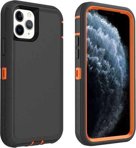 for iPhone 11 Pro Case, (Not Fit 11) Defender Case Heavy Duty Shockproof Dustproof 3 in 1 Rugged Protective Phone Cover for iPhone 11 Pro 5.8 inch (Orange/Black) in Kuwait