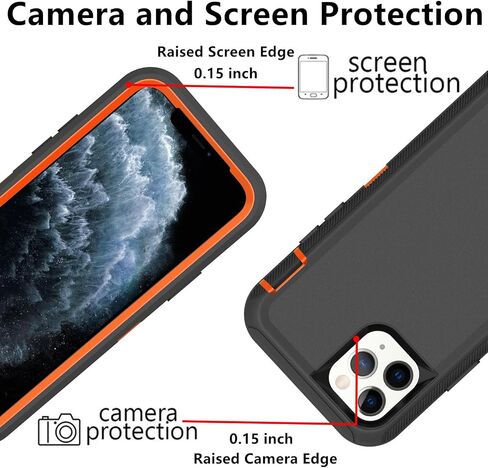 for iPhone 11 Pro Case, (Not Fit 11) Defender Case Heavy Duty Shockproof Dustproof 3 in 1 Rugged Protective Phone Cover for iPhone 11 Pro 5.8 inch (Orange/Black) in Kuwait
