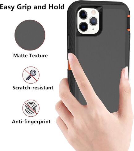 for iPhone 11 Pro Case, (Not Fit 11) Defender Case Heavy Duty Shockproof Dustproof 3 in 1 Rugged Protective Phone Cover for iPhone 11 Pro 5.8 inch (Orange/Black) in Kuwait