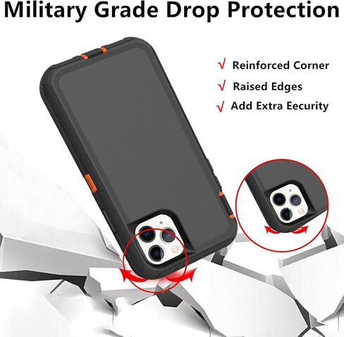 for iPhone 11 Pro Case, (Not Fit 11) Defender Case Heavy Duty Shockproof Dustproof 3 in 1 Rugged Protective Phone Cover for iPhone 11 Pro 5.8 inch (Orange/Black) in Kuwait