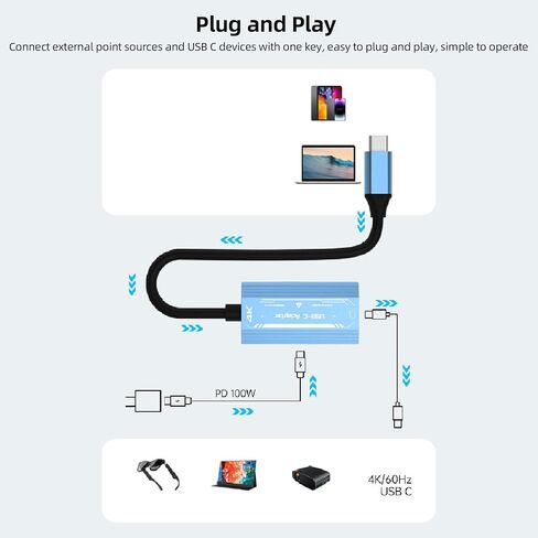 USB C للنظارات ومحول الشحن ، متوافق مع Switch for Steam Deck Ambhons Projecors PCS ، الكمبيوتر المحمول ، دعم 100W PD وشحن 4K@60 هرتز in Saudi Arabia