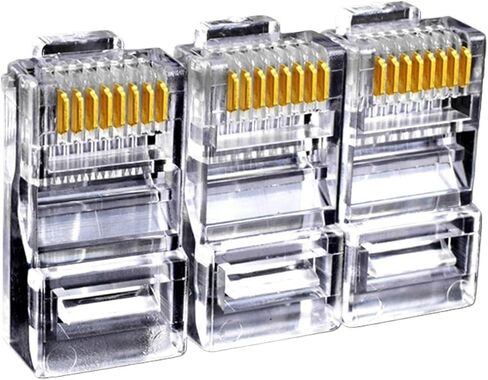 50PCS RJ-45 وحدة كبل Ethernet في موصل الشبكة لـ UTP CAT5 CAT5E RJ45 Network Cable Crystal Head 8P8C in Kuwait