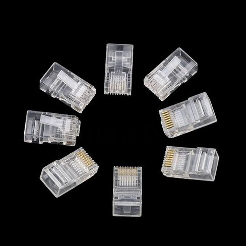 50PCS RJ-45 وحدة كبل Ethernet في موصل الشبكة لـ UTP CAT5 CAT5E RJ45 Network Cable Crystal Head 8P8C in Kuwait