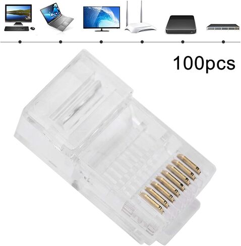 Network Cable Connection Accessories, Cat5E Modular Unshielded GoldPlated, Networks Cable Connectors, for Game Computers Router Strong and Sturdy in Saudi Arabia