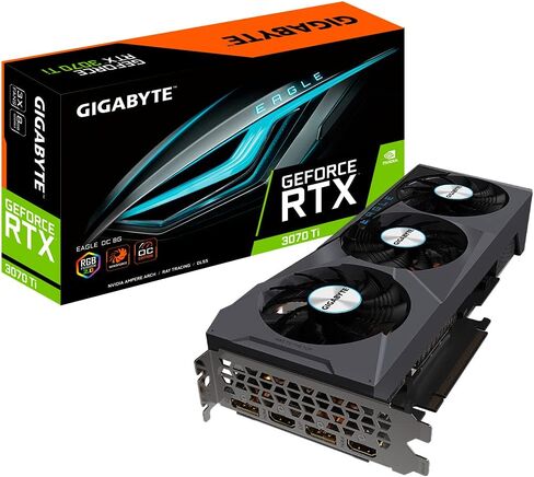 Gigabyte Geforce Rtx 3070 Ti Eagle OC 8G Card Card ، نظام تبريد Windforce 3x ، بطاقة فيديو بحجم 8 جيجا بايت 256 بت ، GV-N307TEAGLE OC-8GD فيديو in Saudi Arabia