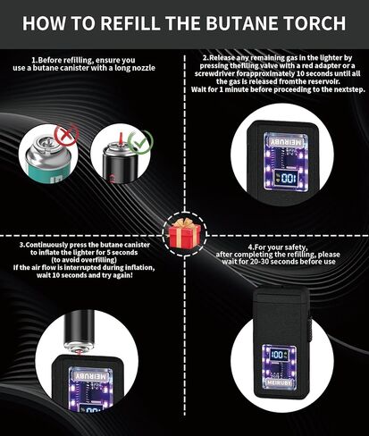 Cool Torch Lighters for Men, Unique Shake Ignition, Refillable 3 Jet Flame Butane Lighters with LED Battery and Ignition Count Display, Birthday for Men Dad Husband (Fuel Not Included) in Saudi Arabia