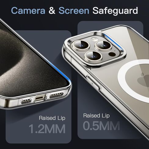 JETech Magnetic Case for iPhone 15 Pro 6.1-Inch Compatible with MagSafe Wireless Charging, Shockproof Phone Bumper Cover, Anti-Scratch Clear Back (Clear) in Kuwait
