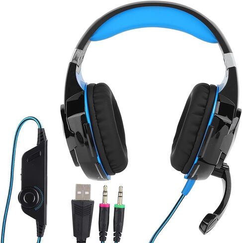 Sanpyl G9000 Gaming Headset, Wired Headphones with Noise Canceling Microphone, Comfortable Adjustable Headband, for PC Computer Game (Black and Blue (ZXG50031)) in Saudi Arabia