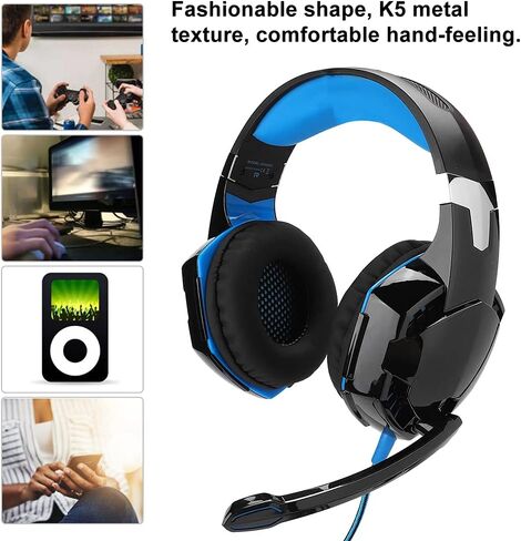 Sanpyl G9000 Gaming Headset, Wired Headphones with Noise Canceling Microphone, Comfortable Adjustable Headband, for PC Computer Game (Black and Blue (ZXG50031)) in Saudi Arabia