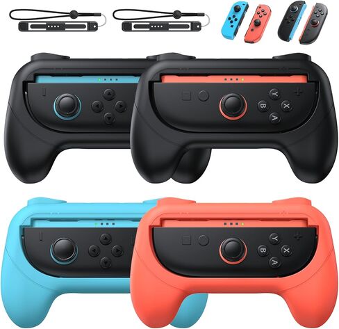 FASTSNAIL 4 Pack Grips Kit Compatible with Nintendo Switch for Joy Con, Wear-Resistant Grip Controller for Joy con & OLED Model with 12 Thumb Grip in Saudi Arabia