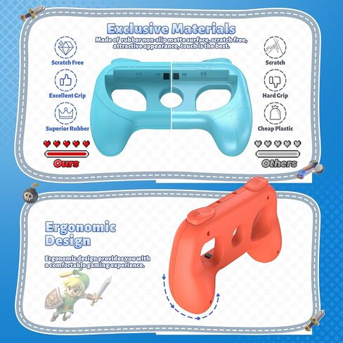 FASTSNAIL 4 Pack Grips Kit Compatible with Nintendo Switch for Joy Con, Wear-Resistant Grip Controller for Joy con & OLED Model with 12 Thumb Grip in Saudi Arabia
