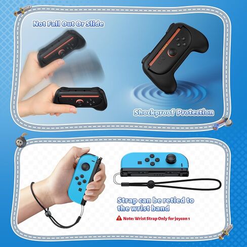 FASTSNAIL 4 Pack Grips Kit Compatible with Nintendo Switch for Joy Con, Wear-Resistant Grip Controller for Joy con & OLED Model with 12 Thumb Grip in Saudi Arabia