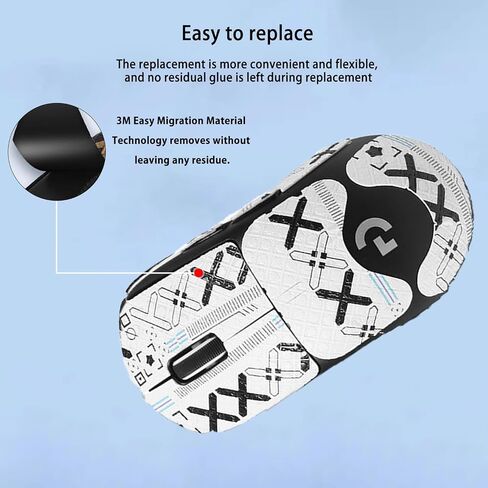 شريط قبضة الماوس تغطية كاملة لـ Logitech G Pro X Superlight Wireless/2 Lightspeed Wireless ، Noukaju Mouse Anti Grip Tape ، مجموعة ترقية الفئران المهنية المقاومة للعرق (White) in Saudi Arabia