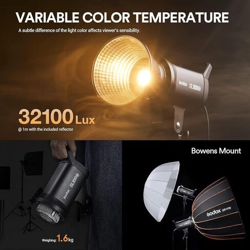Godox SL100BI LED ضوء الفيديو مع Godox 16 "X16" Square Softbox in Kuwait