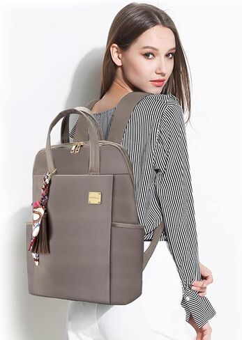 Laptop Backpack for Women Slim Travel - Laptop Bag Computer Case Fit up to 15.6-inch Notebook Lightweight Medium Size Purse for Work Bookbag Water-resistant Business Fashion Stylish Nylon Black in Saudi Arabia