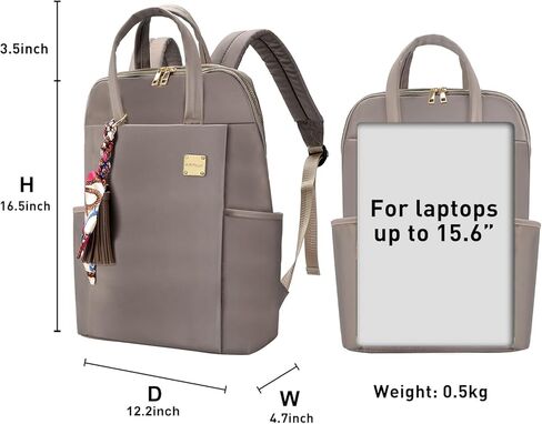 Laptop Backpack for Women Slim Travel - Laptop Bag Computer Case Fit up to 15.6-inch Notebook Lightweight Medium Size Purse for Work Bookbag Water-resistant Business Fashion Stylish Nylon Black in Saudi Arabia