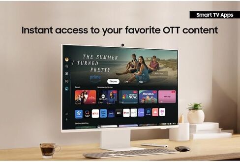 Samsung M8 M80d 32 "4K UHD Smart Monitor مع وقت استجابة 4 مللي ثانية ، إمالة ، وميض خالي ، جدار الجدار (100 × 100 مم) ، HDMI & Dockztorm USB Port Expander ، White (LS32DM801UNXZA) in Saudi Arabia