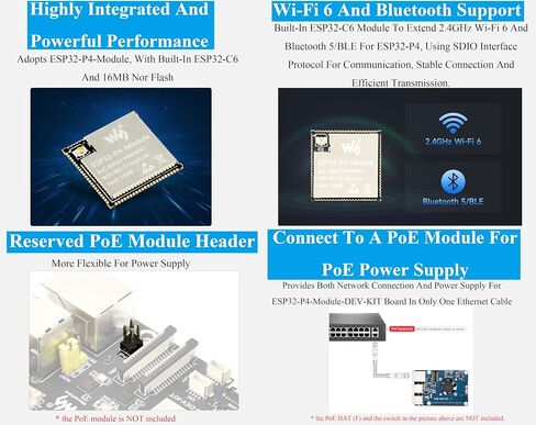 لوحة التطوير عالية الأداء ESP32-P4-P4 ، استنادًا إلى ESP32-P4 و ESP32-C6 ، تدعم Wi-Fi 6 و Bluetooth 5/Ble ، واجهات الإنسان الغنية ، مع السماعات in Saudi Arabia