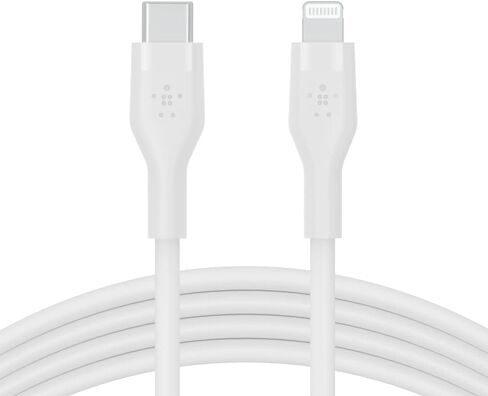 بلكن كيبل USB نوع C الى لايتنينج من السيليكون المرن من بوست تشارج (2 متر/6.6 قدم)، معتمد من ابل، توصيل طاقة سريع 20 واط لايفون 14/14 بلس، 13، 12، برو، ماكس، ميني، اس اي، ايباد والمزيد - ابيض in Saudi Arabia