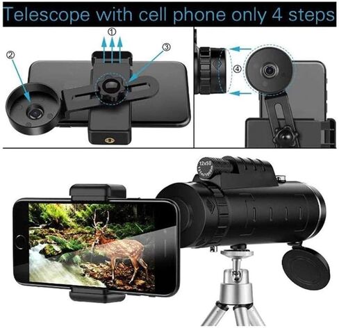 12X50 Night Waterproof Monocular with Clip Tripod for Adult and Children Travel Outdoor Watching Ball Game Concerts in Saudi Arabia