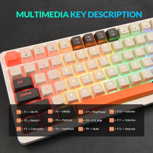 Rii كيبورد العاب سلكي RK909 من مانشين، كيبورد كمبيوتر صغير الحجم مع لوحة ارقام، تصميم 96% 100 مفتاح مع اضاءة خلفية، مفتاح احمر لاجهزة ماك/ويندوز/كروم/لينكس in Saudi Arabia