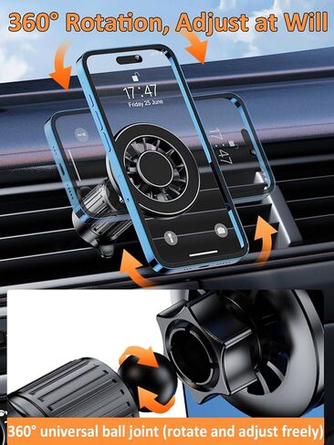 بالنسبة إلى Magsafe Car Mount 【20 مغناطيسًا قويًا】- حامل الهاتف المغناطيسي لفتحار هواء السيارة ، 360 درجة يدوية حامل الهاتف الخليوي ، ملحقات السيارة FIT iPhone 16 15 14 13 Pro Plus Max in Kuwait