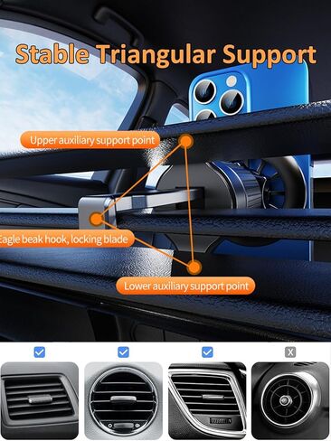 بالنسبة إلى Magsafe Car Mount 【20 مغناطيسًا قويًا】- حامل الهاتف المغناطيسي لفتحار هواء السيارة ، 360 درجة يدوية حامل الهاتف الخليوي ، ملحقات السيارة FIT iPhone 16 15 14 13 Pro Plus Max in Kuwait