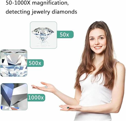 المجهر الرقمي LCD ، عارض حزام الماس الرقمي مع ضوء تعبئة LED ، نطاق التركيز 10 ~ 40 مم وتكبير 50-1000X ، للمجوهرات ، الطوابع ، النباتات in Kuwait