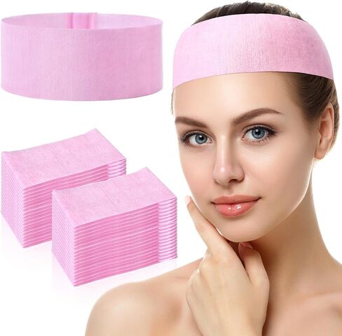 140 Pieces Disposable Spa Facial Headbands with Convenient Closure, White Stretch Facial Headwraps Soft Skin Care Hair Band for Women Girls Salons in Saudi Arabia