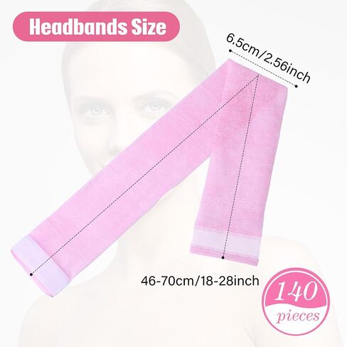 140 Pieces Disposable Spa Facial Headbands with Convenient Closure, White Stretch Facial Headwraps Soft Skin Care Hair Band for Women Girls Salons in Saudi Arabia