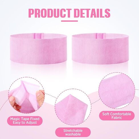 140 Pieces Disposable Spa Facial Headbands with Convenient Closure, White Stretch Facial Headwraps Soft Skin Care Hair Band for Women Girls Salons in Saudi Arabia