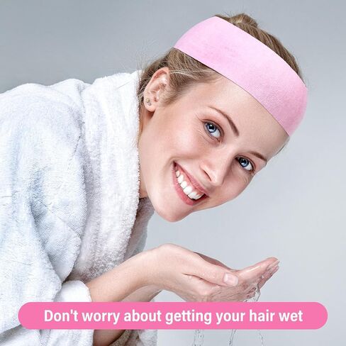 140 Pieces Disposable Spa Facial Headbands with Convenient Closure, White Stretch Facial Headwraps Soft Skin Care Hair Band for Women Girls Salons in Saudi Arabia