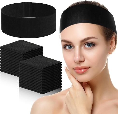 140 Pieces Disposable Spa Facial Headbands with Convenient Closure, White Stretch Facial Headwraps Soft Skin Care Hair Band for Women Girls Salons in Saudi Arabia