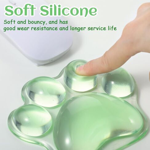 لطيف Cat Paw Clear Gel Wrist Rest for Mouse ، لوحة معصم خضراء فاتحة لمكتب الراحة الكوع ، لوحة الماوس Kawaii لعامل المكتب in Saudi Arabia
