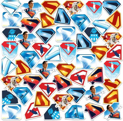 Superman 2025 محور 50ct فينيل ملصقات ديلوكس كبيرة الحزمة متنوعة - كمبيوتر محمول ، زجاجة ماء ، سكرابوكينغ ، قرص ، لوح التزلج ، داخلي/في الهواء الطلق in Saudi Arabia