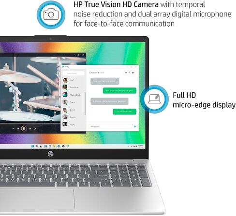 HP 15.6-inch Laptop, Intel Core i7-1355U, 8GB Memory, 256GB SSD, Windows 11 (7Y0W3AU#ABA), Natural Silver in Saudi Arabia