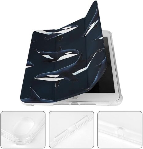 Orca Killer Whale Case with Pen Holder Slim Lightweight Trifold Stand Compatible with iPad mini 4/5/6 Mini4/5（7.9in） in Saudi Arabia
