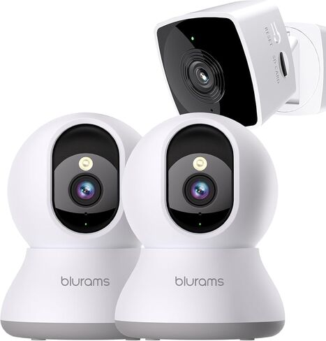 Blurams 2K Camera Camera Bundle 3 عبوات ، كاميرا داخلية وكاميرا PTZ PET مع تتبع الحركة ، الصوت ثنائي الاتجاه ، الرؤية الليلية الأشعة تحت الحمراء ، صفارات الإنذار ، متوافقة مع Alexa in Kuwait