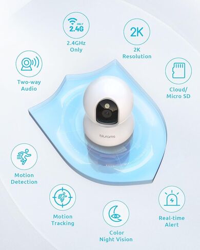 Blurams 2K Camera Camera Bundle 3 عبوات ، كاميرا داخلية وكاميرا PTZ PET مع تتبع الحركة ، الصوت ثنائي الاتجاه ، الرؤية الليلية الأشعة تحت الحمراء ، صفارات الإنذار ، متوافقة مع Alexa in Kuwait