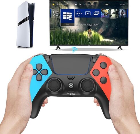 Zawwont لوحدة التحكم PS5 لاسلكية مع المجاذيف الخلفية ، والاهتزاز المزدوج ، ومضادة للتحكم ، والتحكم في الحركة ، والأحمر والأزرق المتوافقة مع PlayStation 5 وحدة تحكم in Saudi Arabia