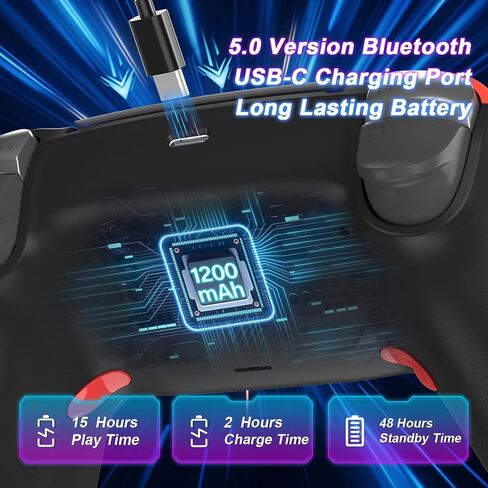 Zawwont لوحدة التحكم PS5 لاسلكية مع المجاذيف الخلفية ، والاهتزاز المزدوج ، ومضادة للتحكم ، والتحكم في الحركة ، والأحمر والأزرق المتوافقة مع PlayStation 5 وحدة تحكم in Saudi Arabia