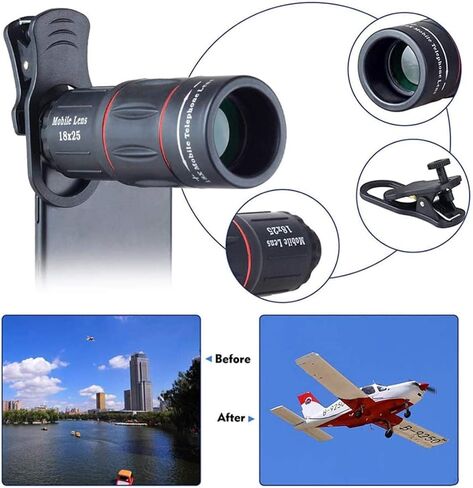 Portable Binoculars High Power Monocular 18X37 High High Definition Telescope with Phone Clip, BAK4 Super Telephoto Zoom Telescope Suit for Camping Hiking Concert Bird Watching in Saudi Arabia
