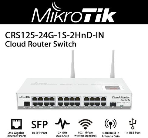 Mikrotik CRS125-24G-1S-2HND-IN ، 4DBI ، 30DBM ، 600MHz ، 128MB ، 2. in Saudi Arabia
