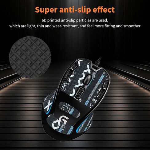 شريط قبضة الماوس تغطية كاملة لـ Logitech G300s ، مجموعة ترقية الفئران المهنية المقاومة للعرق ، الزلاجات (Poot Pad + Black Mouse Grip Tape) in Kuwait